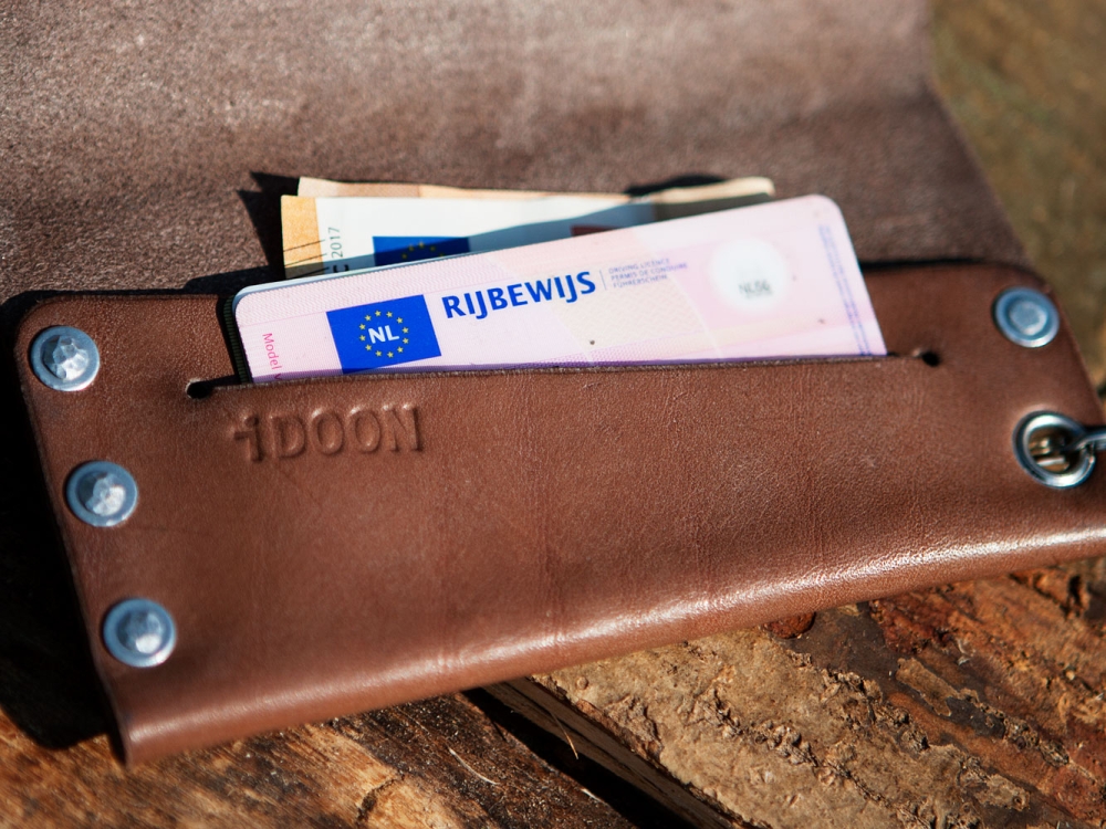Billy, Unieke handgemaakt Wallet, iDOON, Paulus, leer en canvas