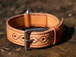 Halsband, Unieke handgemaakte halsband voor hond, iDOON, Paulus, leer en canvas, leerbewerker