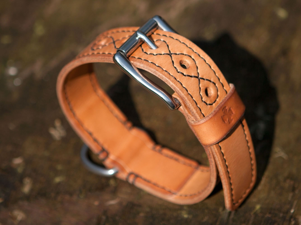 Halsband, Unieke handgemaakte halsband voor hond, iDOON, Paulus, leer en canvas