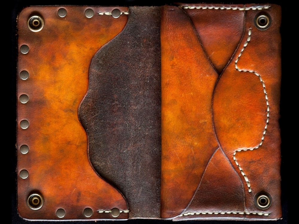 Biker Wallet Rock&Rivet, Unieke handgemaakte leren wallet, functioneel en mooi - iDOON, Paulus, leer en canvas