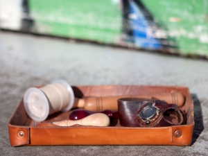 Tray, Uniek handgemaakt leren bakje, functioneel en mooi - iDOON, Paulus, leer en canvas
