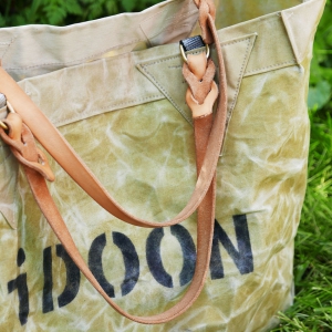 Unieke handgemaakte Tote, iDOON, Paulus, leer en canvas